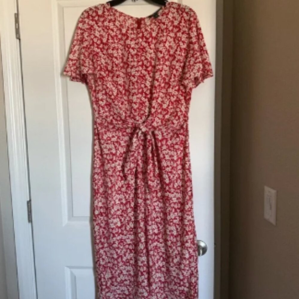 Lauren Ralph Lauren Red and White Floral Midi Dress